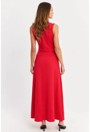 Kadın Kırmızı Basic Maxi Elbise TF29