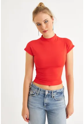 Kadın Kırmızı Dalgıç Bluz EY2564