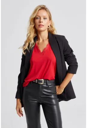 Kadın Kırmızı Dantel Detaylı Bluz LPP1248