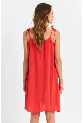 Kadın Kırmızı Düğmeli Mini Elbise PC20655