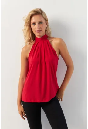 Kadın Kırmızı Halter Yaka Bluz LPP1273