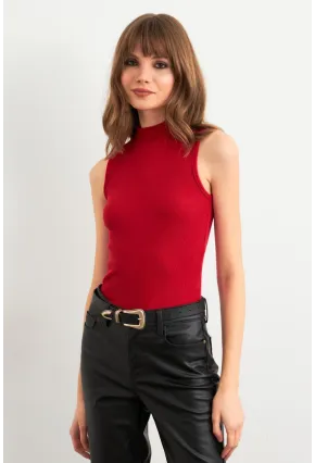 Kadın Kırmızı Kolsuz Bluz GA102