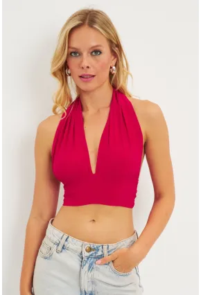 Kadın Kırmızı Multi Bağlamalı Crop Bluz LPP1280