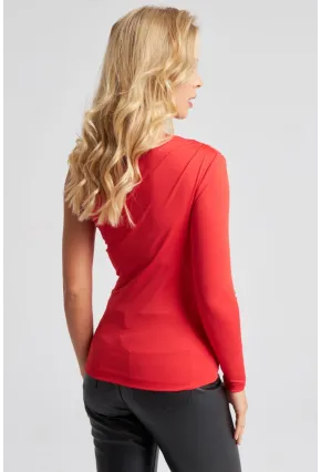 Kadın Kırmızı Tek Kol Bluz EY2675