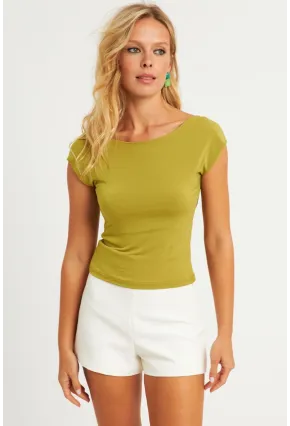 Kadın Kivi Sırtı Açık Bluz YZ1080