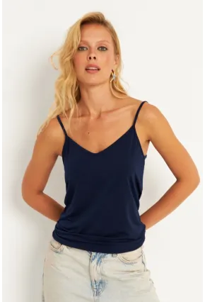 Kadın Lacivert Askılı Bluz AYD269