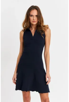 Kadın Lacivert Bağlama  Detaylı Kaşkorse Mini Elbise FRY2271