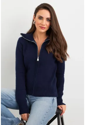 Kadın Lacivert Devrik Yaka Hırka TEM102