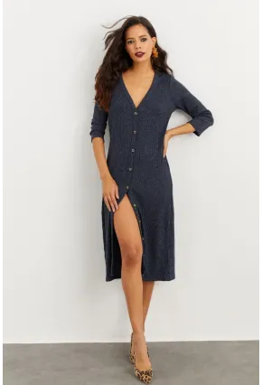 Kadın Lacivert Düğmeli Elbise İZ02464710