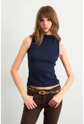 Kadın Lacivert Kolsuz Bluz GA102