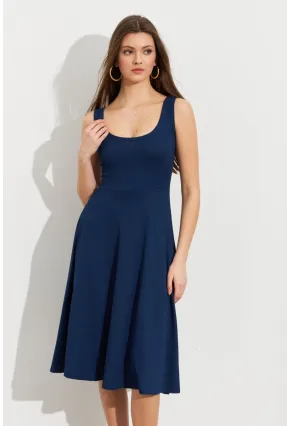 Kadın Lacivert Ön Arka U Çan Etekli Midi Elbise DMR470