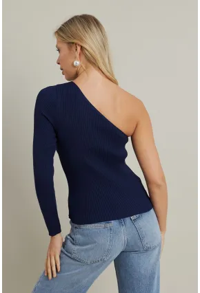 Kadın Lacivert Tek Omuz Triko Bluz YV204