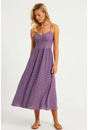 Kadın Lila Astarlı Brode Midi Elbise TW70102-90