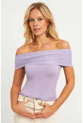 Kadın Lila Madonna Yaka Bluz CY340
