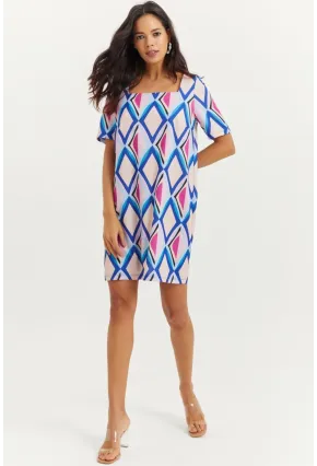 Kadın Lila Sırtı Fermuarlı Kare Yaka Elbise BK1432