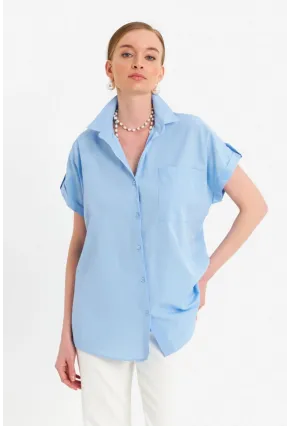 Kadın Mavi Basic Gömlek MZER427