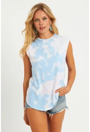 Kadın Mavi-Beyaz Batik T-Shirt AYD321