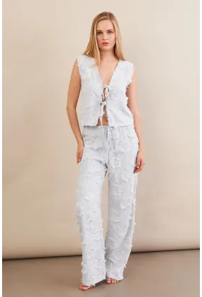 Kadın Mavi Çizgili Püsküllü Alt Üst Takım MOD2517