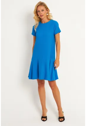 Kadın Mavi Sırtı Detaylı Bürümcük Midi Elbise ST055