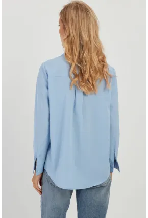 Kadın Mavi Taş Detaylı Gömlek ZER402