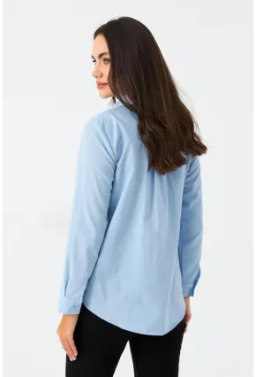 Kadın Mavi Taşlı Gömlek MZER412