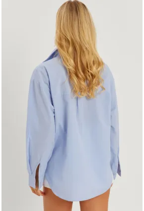 Kadın Mavi Taşlı Gömlek SF2550