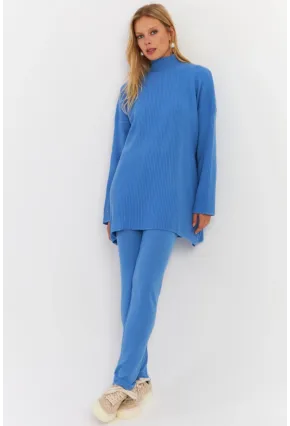 Kadın Mavi Triko Alt Üst Takım NUV9