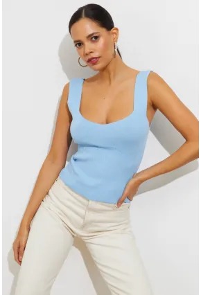 Kadın Mavi Triko Atlet YV117