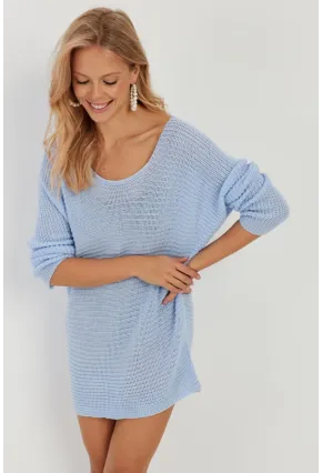 Kadın Mavi Triko Kazak SMT223