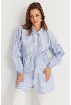 Kadın Mavi Tunik Gömlek MASF12