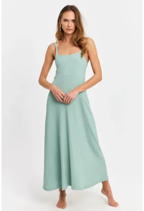 Kadın Mint Askılı Bürümcük Midi Elbise EY3057
