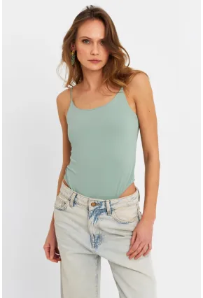 Kadın Mint Çıtçıtlı Body ZH129