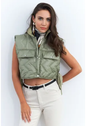 Kadın Mint Crop Yelek İS808