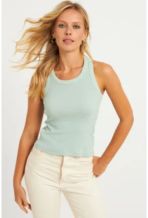 Kadın Mint Halter Yaka Fitilli Bluz MK11