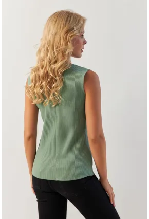 Kadın Mint Kare Yaka Triko Bluz SMT243