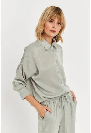 Kadın Mint Saten Gömlek MCAR1127