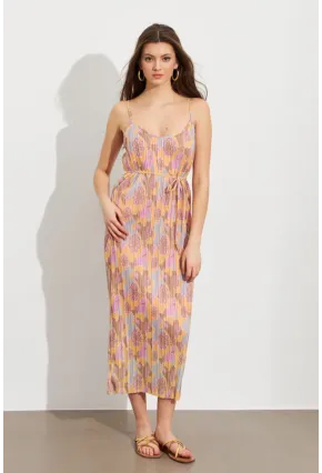 Kadın Multi Astarlı Desenli Midi Elbise TOP08