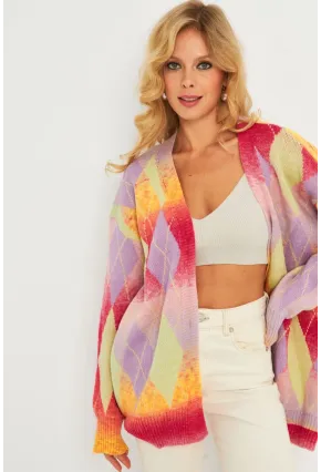 Kadın Multi Baklava Desenli Hırka KAZ23