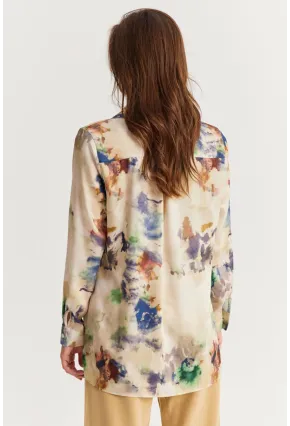 Kadın Multi Taş Düğmeli Desenli Gömlek MLVF9