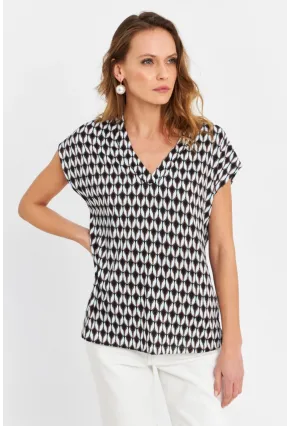 Kadın Multi V Yaka Salaş Bluz MLPP643