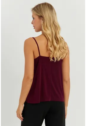 Kadın Mürdüm Askılı Bluz AYD269