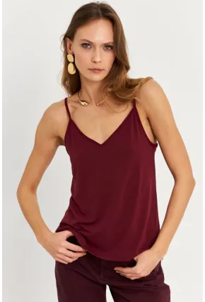 Kadın Mürdüm Degaje Yaka Bluz LPP1286