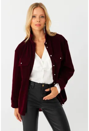 Kadın Mürdüm Süet Gömlek CAR1074