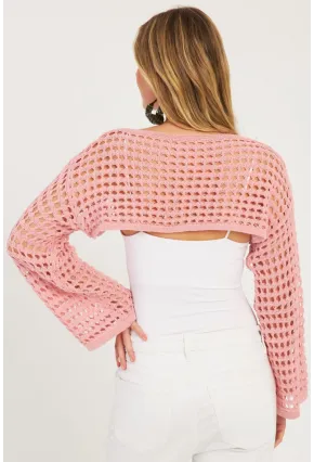 Kadın Pembe Ajurlu Bolero YV115