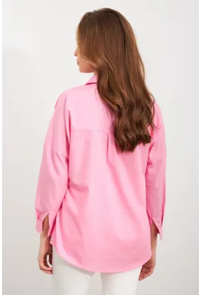 Kadın Pembe Nakışlı Gömlek DAF5017