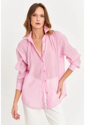 Kadın Pembe Sırtı Açık Gömlek MOD2369-90