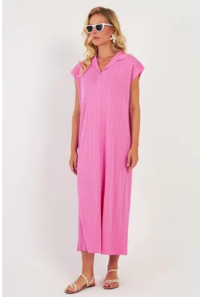 Kadın Pembe Triko Midi Elbise KZ3238