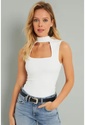 Kadın Pencereli Bluz Beyaz AYD275