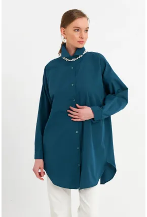 Kadın Petrol Tunik Gömlek MZER428