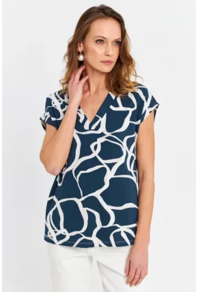 Kadın Petrol V Yaka Salaş Bluz MLPP643